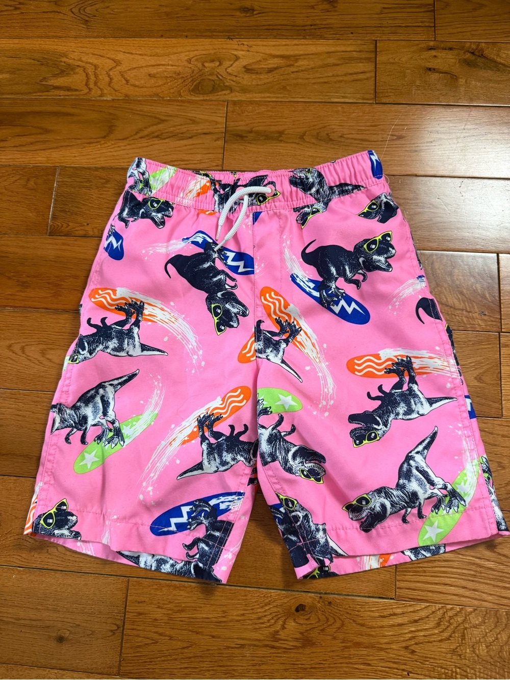 Lands’ End Boys Short Dinosaur Lined Swim Trunks NWOT